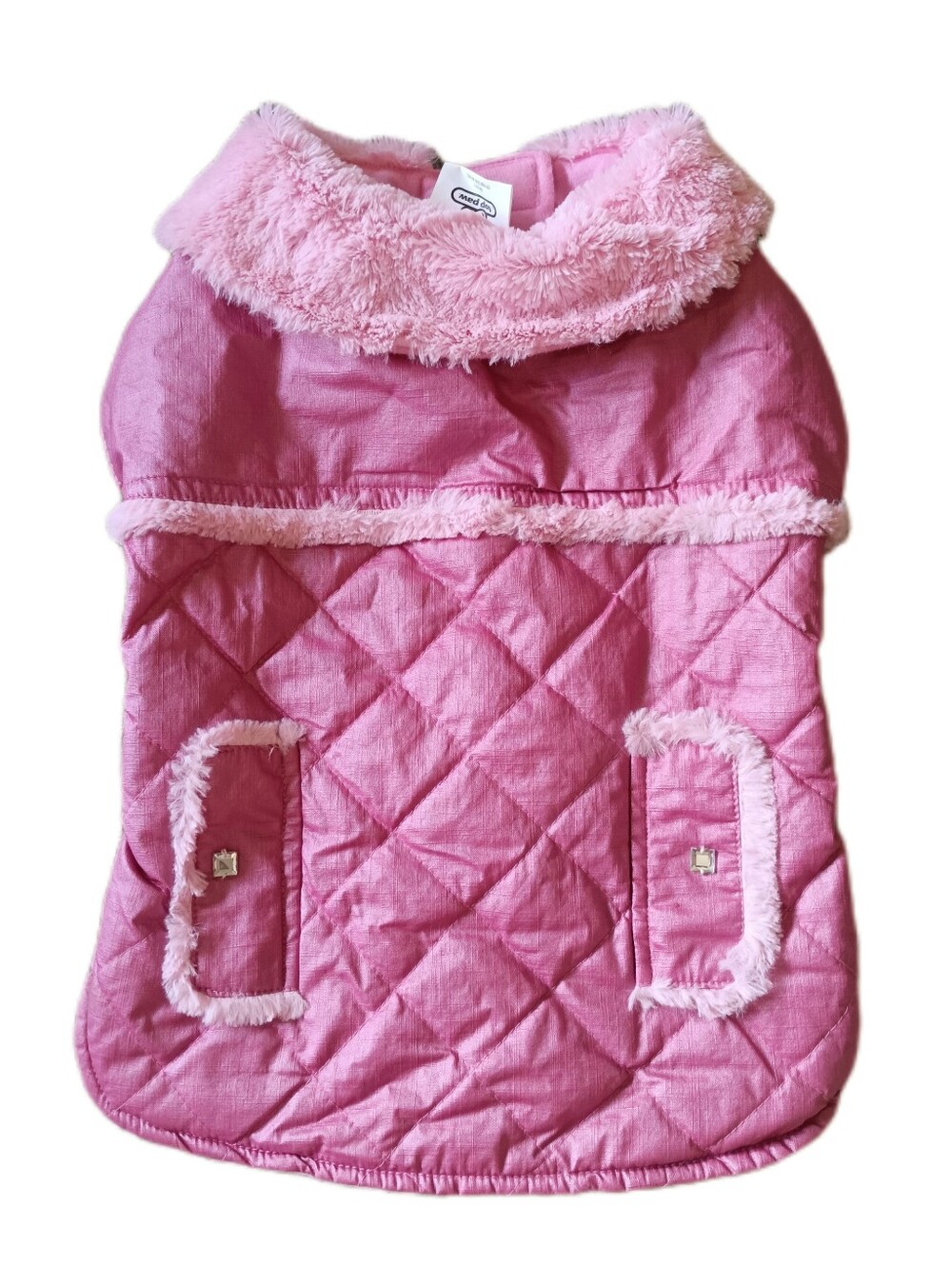🩷 Top Paw Pink Quilted Dog Jacket Coat Large L Pets Cute Faux Fur Cute Girly